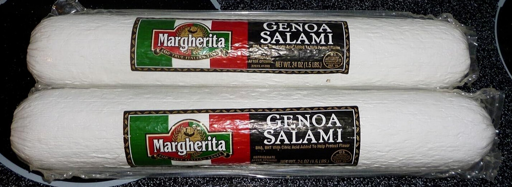 Margherita Premium Genoa Salami W/Wine Chubs, (2) Pack, Large 1 .5 Lb Chubs