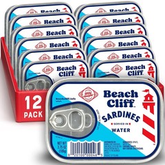 Beach Cliff Sardines in Water, Wild Caught, 3.75 oz Can, Pack of 12