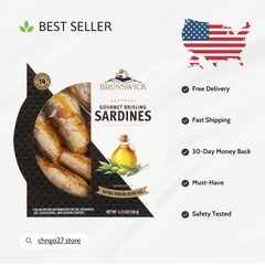 Wild Caught Gourmet Brisling Sardines in Extra Virgin Olive Oil, 4.23 oz Can