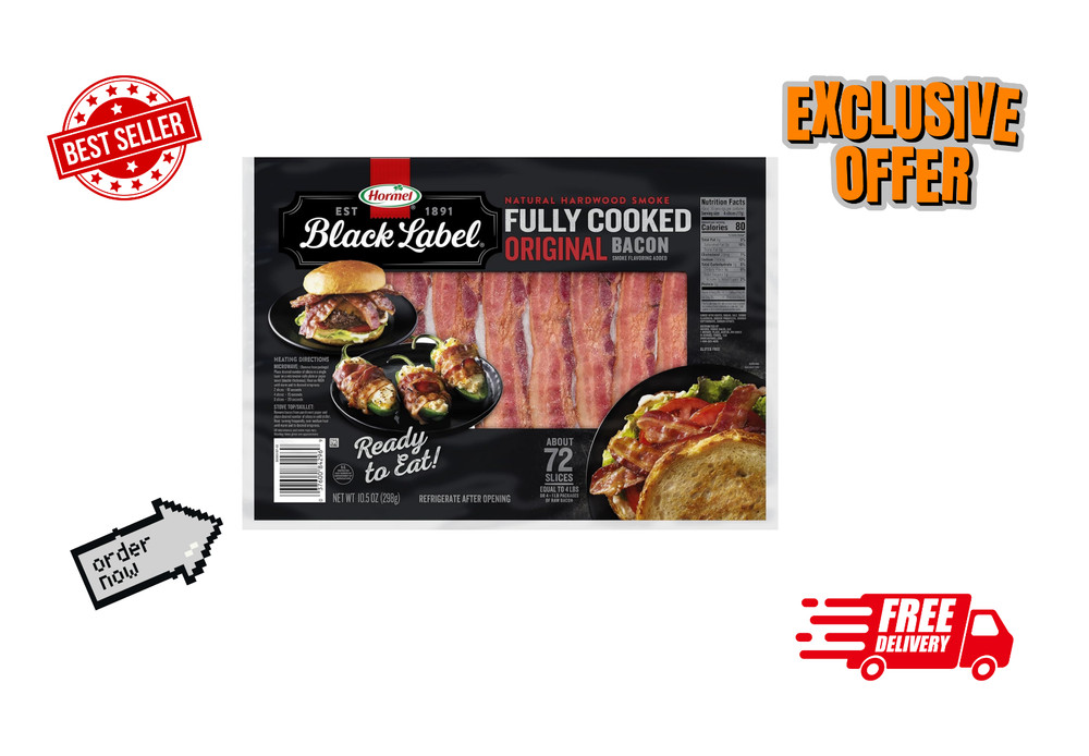 Fully Cooked Thick-Cut Bacon 10.5oz Pack – Breakfast Bacon Snacks