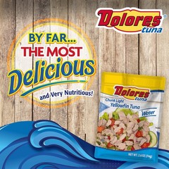 Dolores Tuna Chunk Light Yellowfin Tuna in Water, 2.6 oz Pouch (Pack of 24)
