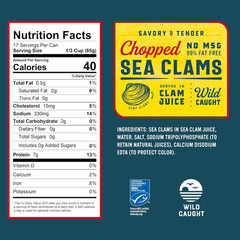 Chopped Sea Clams in Clam Juice, 51 Oz Can – Premium Grade Wild Caught Gourmet S
