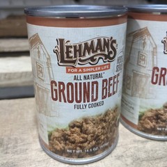 Lehman’s All Natural Canned Meat, USA Made, 14.5 oz, Case of 24, Ground Beef
