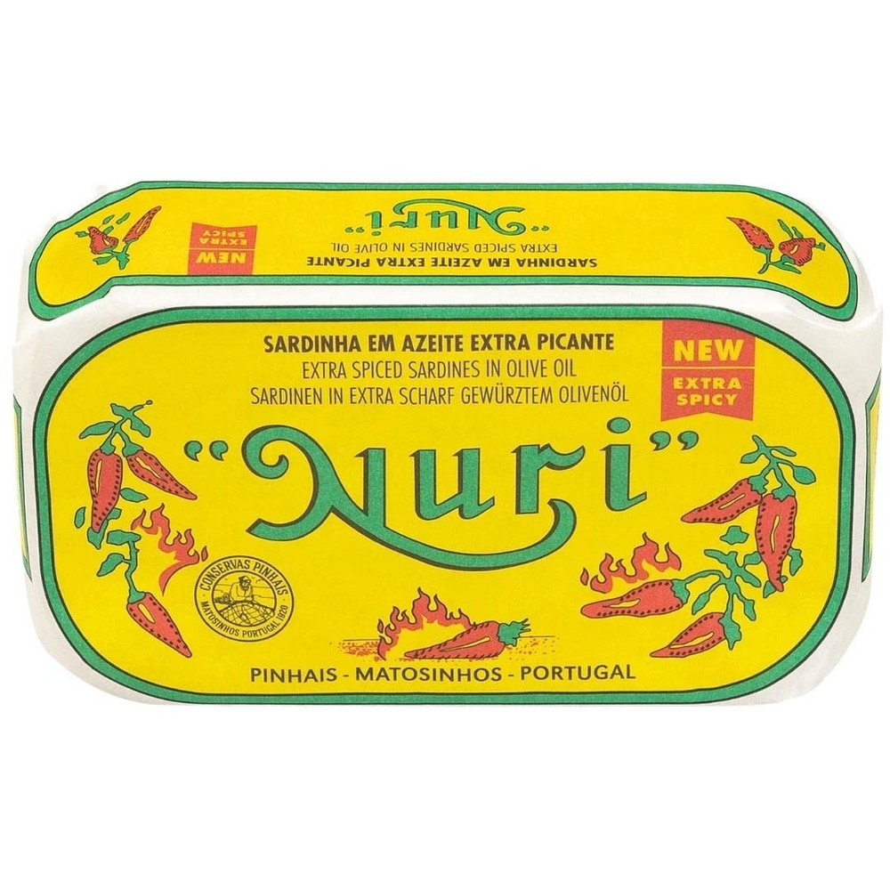 NURI Portuguese Sardines in Extra Spicy Olive Oil 4.4 oz can Sardines Extra S…