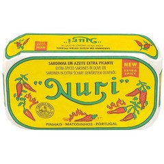 NURI Portuguese Sardines in Extra Spicy Olive Oil 4.4 oz can Sardines Extra S…