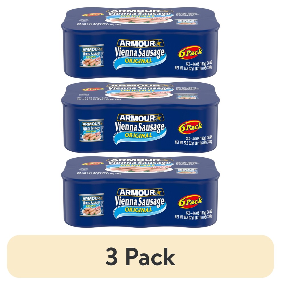 (3 pack) Armour Star Vienna Sausage, Original Flavor, Canned Sausage (Pack of 6)