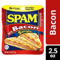 SPAM Single Bacon 2.5oz Individual Pouch Pack of 12 Fully Cooked Pork and Ham