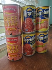 Argentina MEATLOAF & CORNED BEEF & Holiday BEEF LOAF 150g Each NEW! 6 Cans