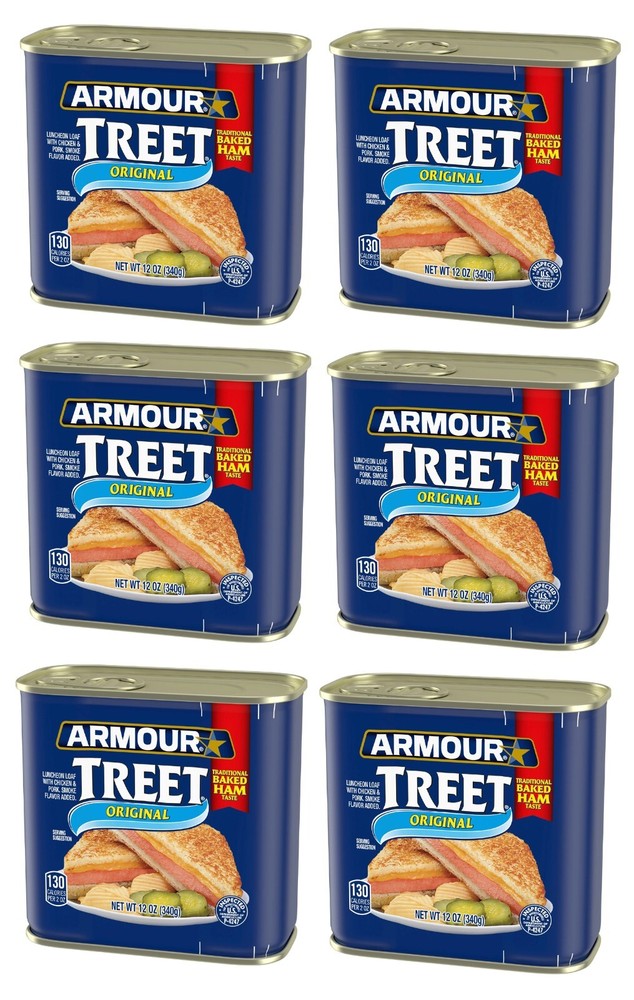 6-Pack Armour Star Original Treet Luncheon Loaf, 12oz Can, Smoked Chicken & Pork