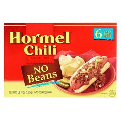Hormel Chilli No Beans Easy Open Can, 6 Count, 15 Ounce