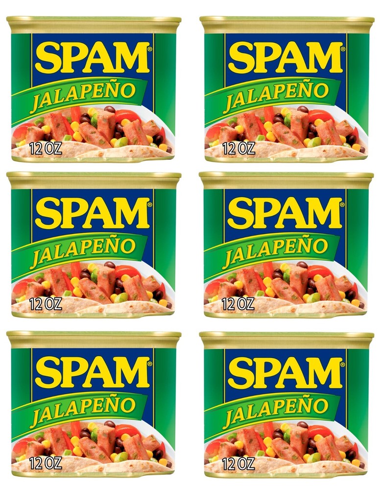 6 Cans of SPAM Jalapeno PORK AND MMM! Meat Lunch Cans 12 oz 6Pack