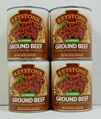 (4) KEYSTONE GROUND BEEF **ALL NATURAL – NO PRESERVATIVES – FULLY COOKED** 28 oz