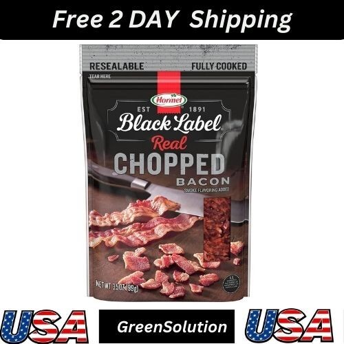Hormel Black Label Fully Cooked 100% Real Chopped Bacon, Natural Smoked, 3.5 Oz