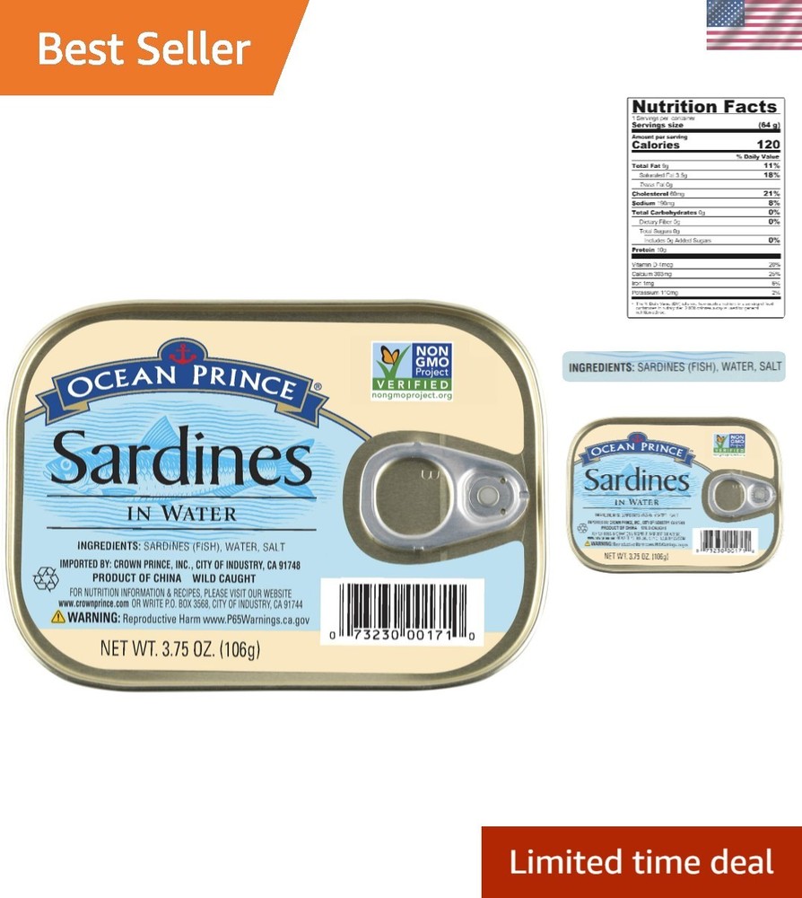Ocean Prince Sardines in Water, 3.75 oz Cans (Pack of 12) – Fresh Wild Catch