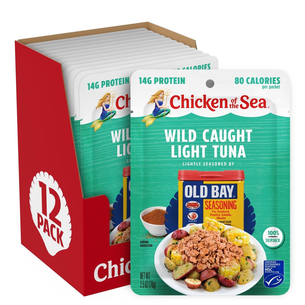 Chicken of the Sea Lightly Seasoned OLD BAY Wild Caught Light Tuna, 2.5oz 12ct