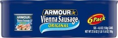 Armour Star Vienna Sausage Original Flavor Canned Sausage 4.6 oz Pack of 6