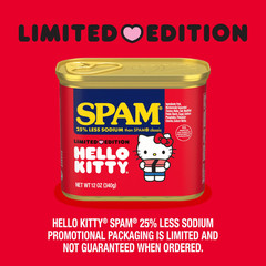 (12 Pack) SPAM Hello Kitty 25% Less Sodium Canned Meat, 12 oz Shelf Stable