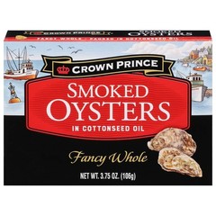 (12 pack) Crown Prince Fancy Whole Smoked Oysters in Cottonseed Oil, 3.75 oz Can