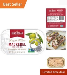 Mackerel in Olive Oil, 4.05 Ounce Can Pack of 1, Packaging May Vary, Skinless…