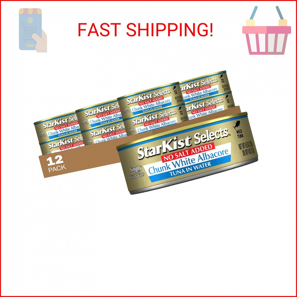 StarKist Selects No Salt Added Chunk White Albacore Tuna, 4.5oz, 12-Pack