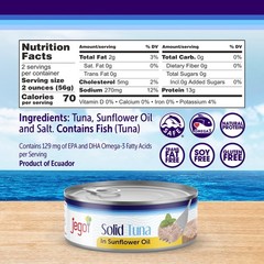 Jego Solid Tuna in Sunflower Oil | Wild Natural Catch Tuna | Keto | Low Carb …
