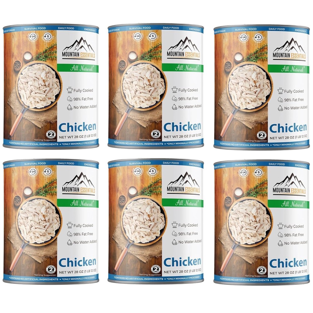 MOUNTAIN ESSENTIALS All Natural Fully Cooked Chicken 28oz, Food Pack of 6