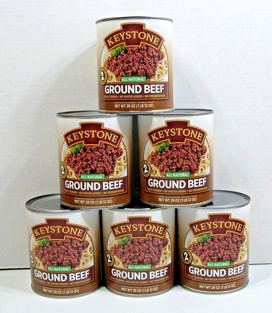 (6) KEYSTONE GROUND BEEF **ALL NATURAL – NO PRESERVATIVES – FULLY COOKED** 28oz