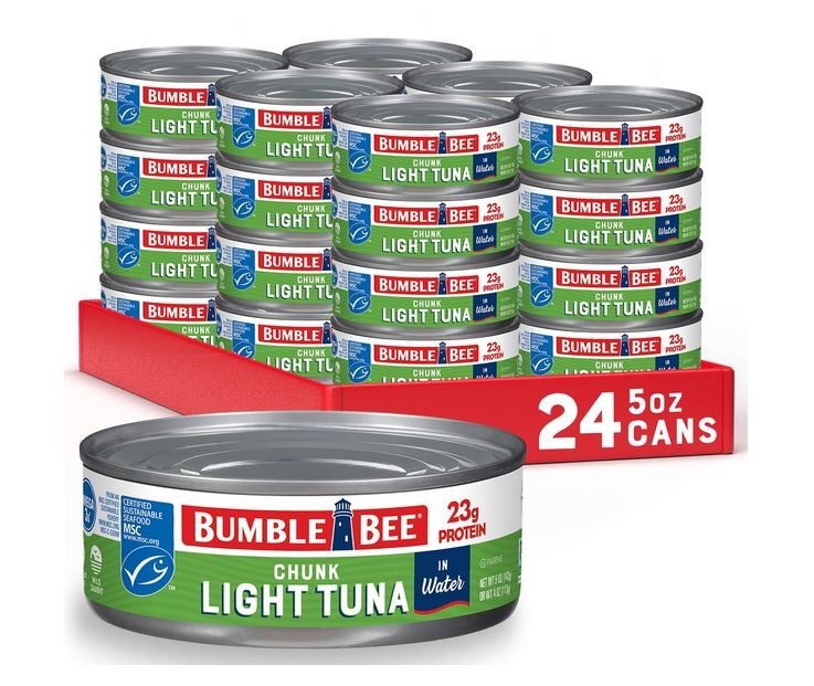 Bumble Bee Chunk Light Tuna In Water, 5 oz Cans (Pack of 24) – Wild Caught Skipj