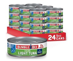 Bumble Bee Chunk Light Tuna In Water, 5 oz Cans (Pack of 24) – Wild Caught Skipj