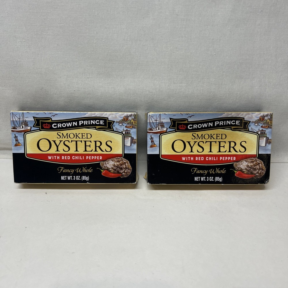 (2 pack) Crown Prince Smoked Oysters with Red Chili Pepper, 3 oz Can