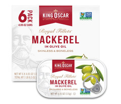 King Oscar Mackerel in Olive Oil, 4.05 Ounce Can (Pack of 6, Packaging May Vary
