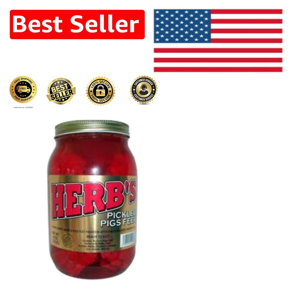 Enjoy Herb’s 1/2 Gallon Pickled Pigs Feet – Ready to Eat Southern Delicacy