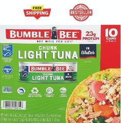 Bumble Bee Chunk Light Tuna In Water 5 oz Cans Pack of 10 – Wild Caught Skipj…