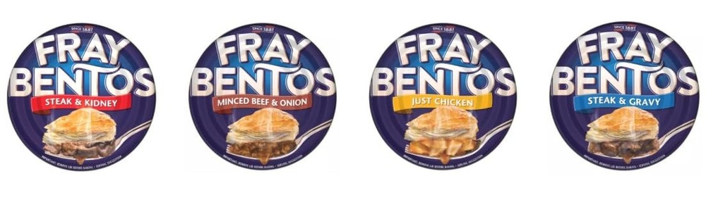Fray Bentos Variety Pack of 4 Canned Pies – Steak & Kidney, Beef, Chicken, Gravy