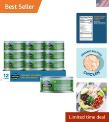 Convenient Organic Roasted Chicken Breast, Skinless, Boneless – Pack of 12 Cans