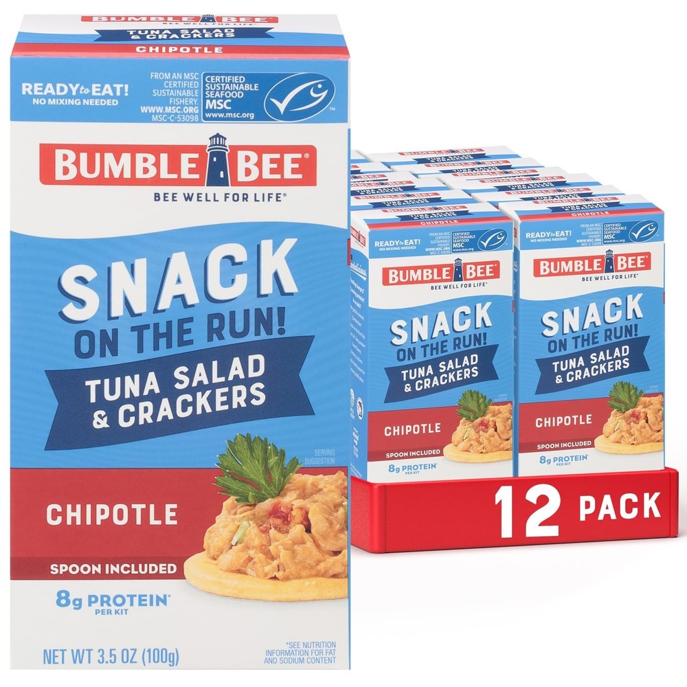 Bumble Bee Snack On The Run Chipotle Tuna Salad with Crackers Kit (Pack of 12)