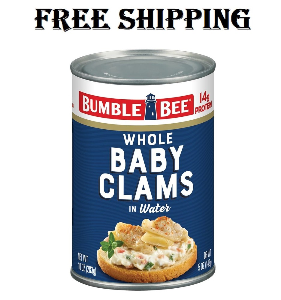 Bumble Bee Whole Baby Canned Clams, 10 oz Can – Ready to Eat – 14g Protein per S