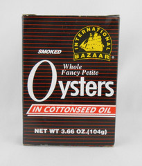 International Bazaar Smoked Whole Fancy Petite Oysters in Cottonseed Oil 3.66 oz