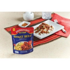 (3 pack) Hereford Fully Cooked Roast Beef with Gravy, Shelf Stable Pouch, 10 oz