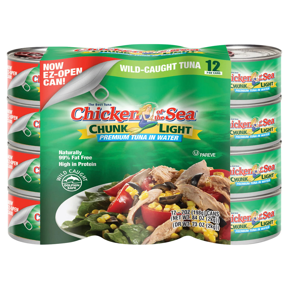 Chicken of the Sea, Chunk Light Premium Tuna in Water, 7 oz, 12-Count