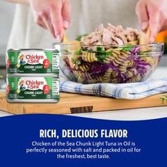 Chicken of the Sea Chunk Light Tuna in Oil, Wild Caught Tuna, 12-Ounce Cans (Pac