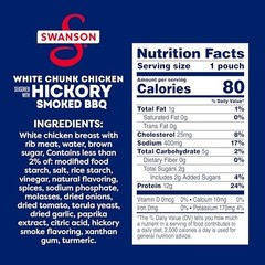 Fully Cooked Hickory Smoked BBQ Chicken Chunks, 2.6 oz Pouch, 12 Pack