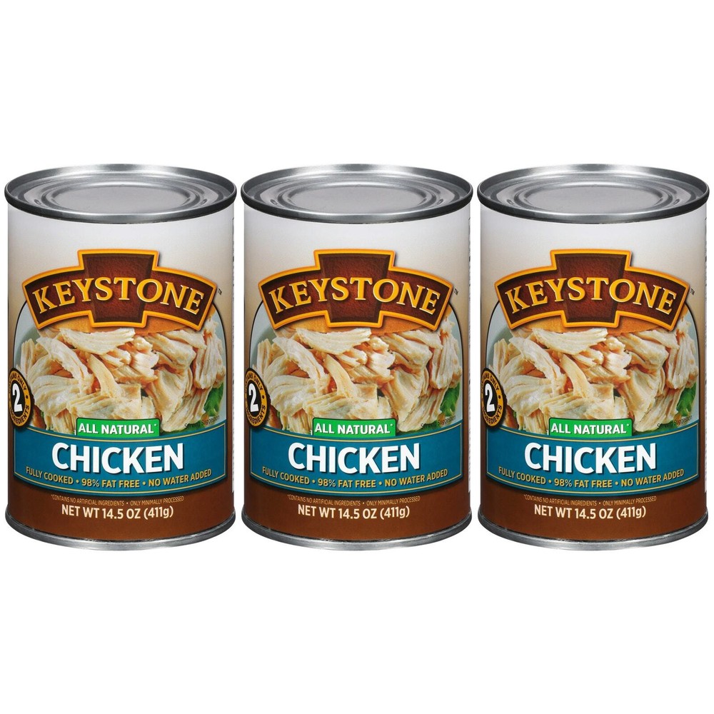 3 Pack Keystone All Natural Lean Meats Chicken Fully Cooked 14.5 oz Cans Canned