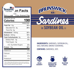Wild Caught Sardines in Soybean Oil, 3.75 Oz Can (Pack of 12) – 14G Protein per