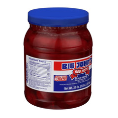 Big John’s Ready To Eat Red Hots Pickled Sausage 32oz Jar Protein 10g Delicious