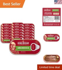 Wild Caught Anchovies in Olive Oil, 18-Pack of 2 Ounce Cans, Savory Gourmet F…