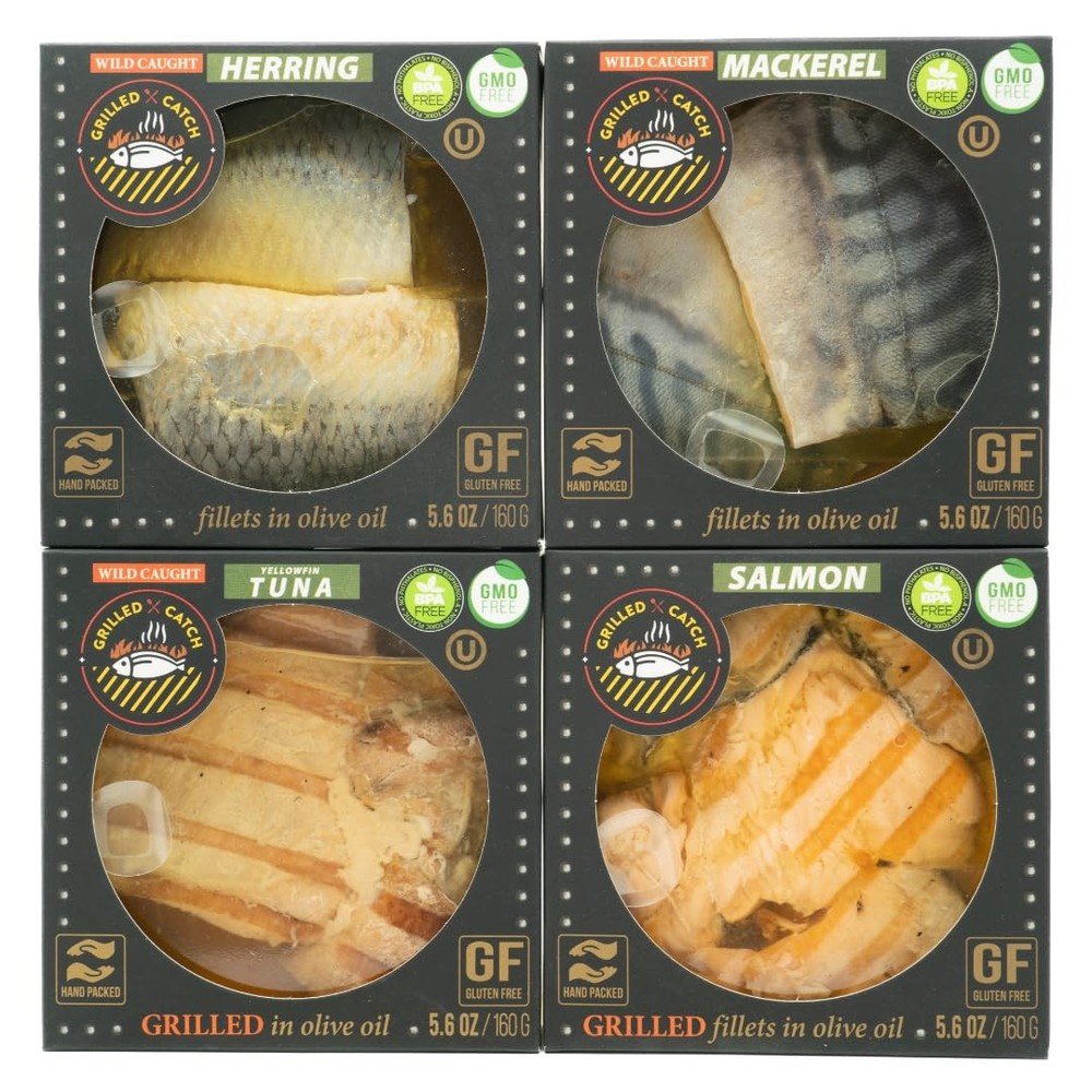 Canned Fish Variety Pack – Wild Caught Mackerel, Grilled Salmon, Yellowfin Tu…