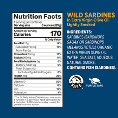 Wild Planet Sardines in Extra Virgin Olive Oil, Lightly Smoked, Tinned…