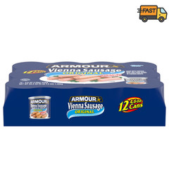 Pack of 12 Armour Original Vienna Sausage 4.6 oz Shelf Stable Protein Food