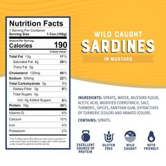 Bumble Bee Sardines in Mustard Sauce, 3.75 oz Tin Pack of 12 Wild Caught